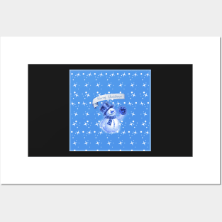 Cute Snowman Christmas Greeting Posters and Art